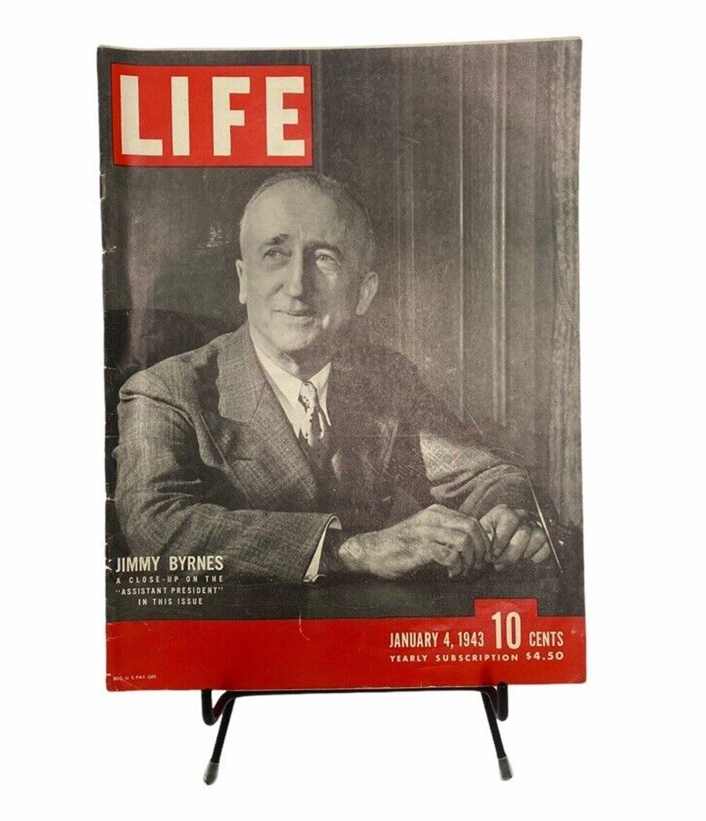 LIFE Magazine January 4 1943 Jimmy Byrnes Assistant President WWII Vintage